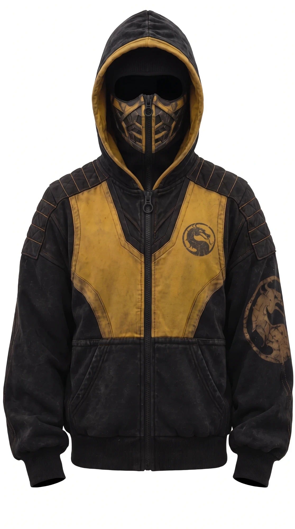 Mortalclava Scorpion Zip-Up hoodie, front, mask zipped up